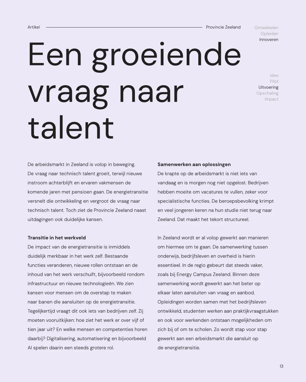 Pulse, pagina 13: Een groeiende vraag naar talent